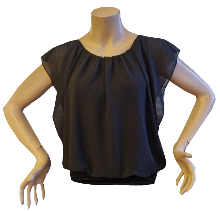 Oberteil mit überschnittenen Schultern, schwarz