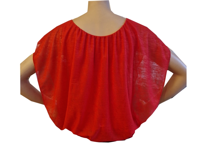 Oberteil, rot, mit überschnittenen Schultern
